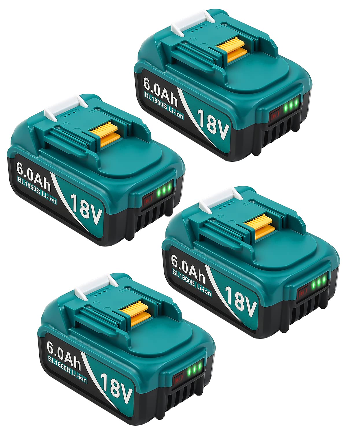 Twupixy 18V 6.0Ah four-pack battery for Makita, extended runtime.