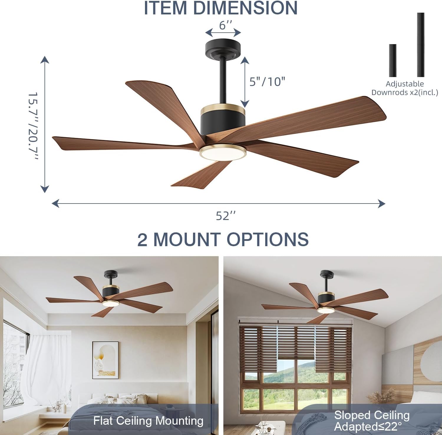 TXCSLY five blade modern ceiling fan in walnut style
