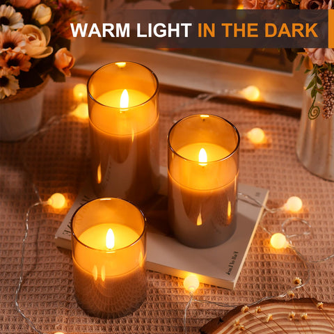 Tyawon flame-mode flicker and steady glow simulate real candlelight safely