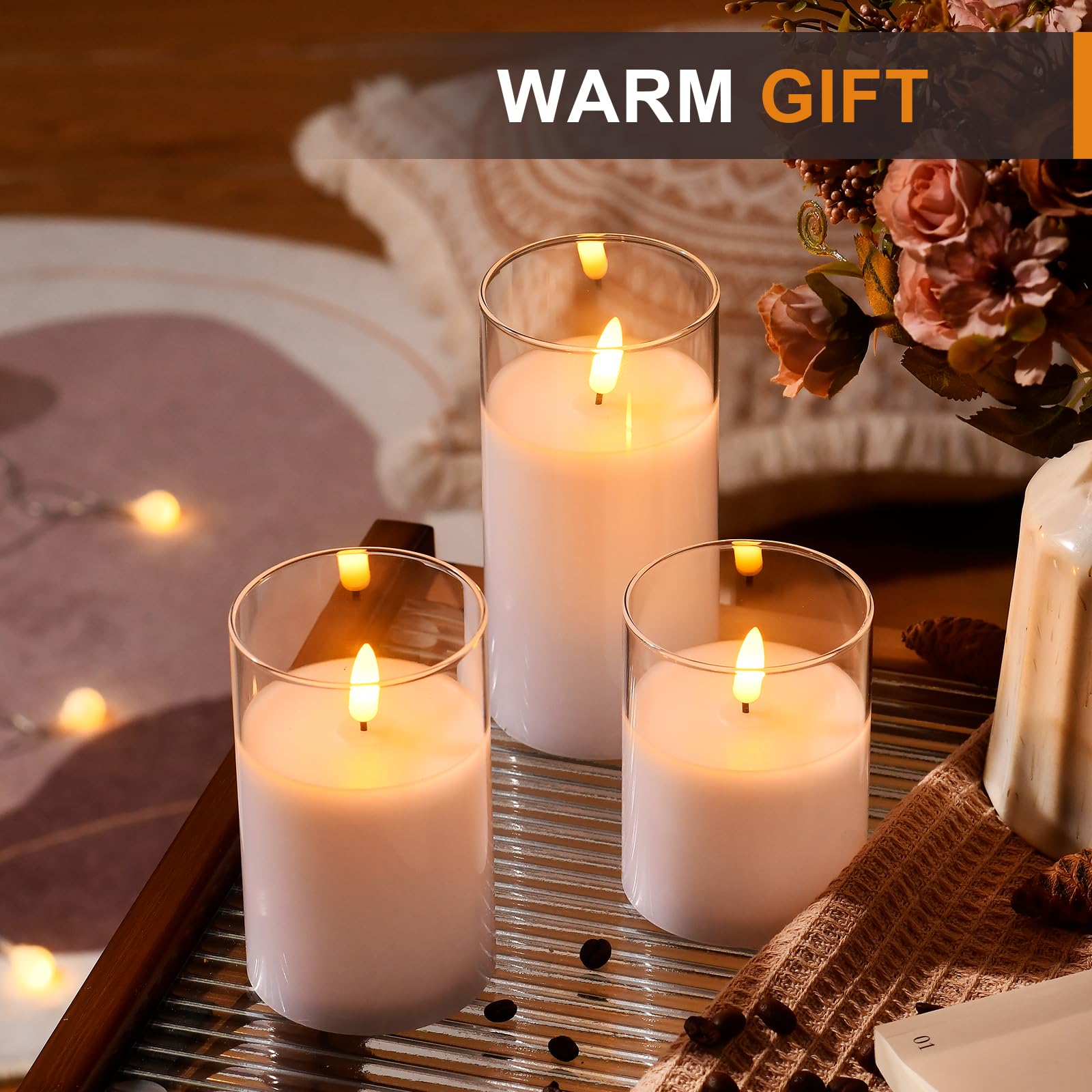 Tyawon flicker warm-glow candle mimicking real flame safely