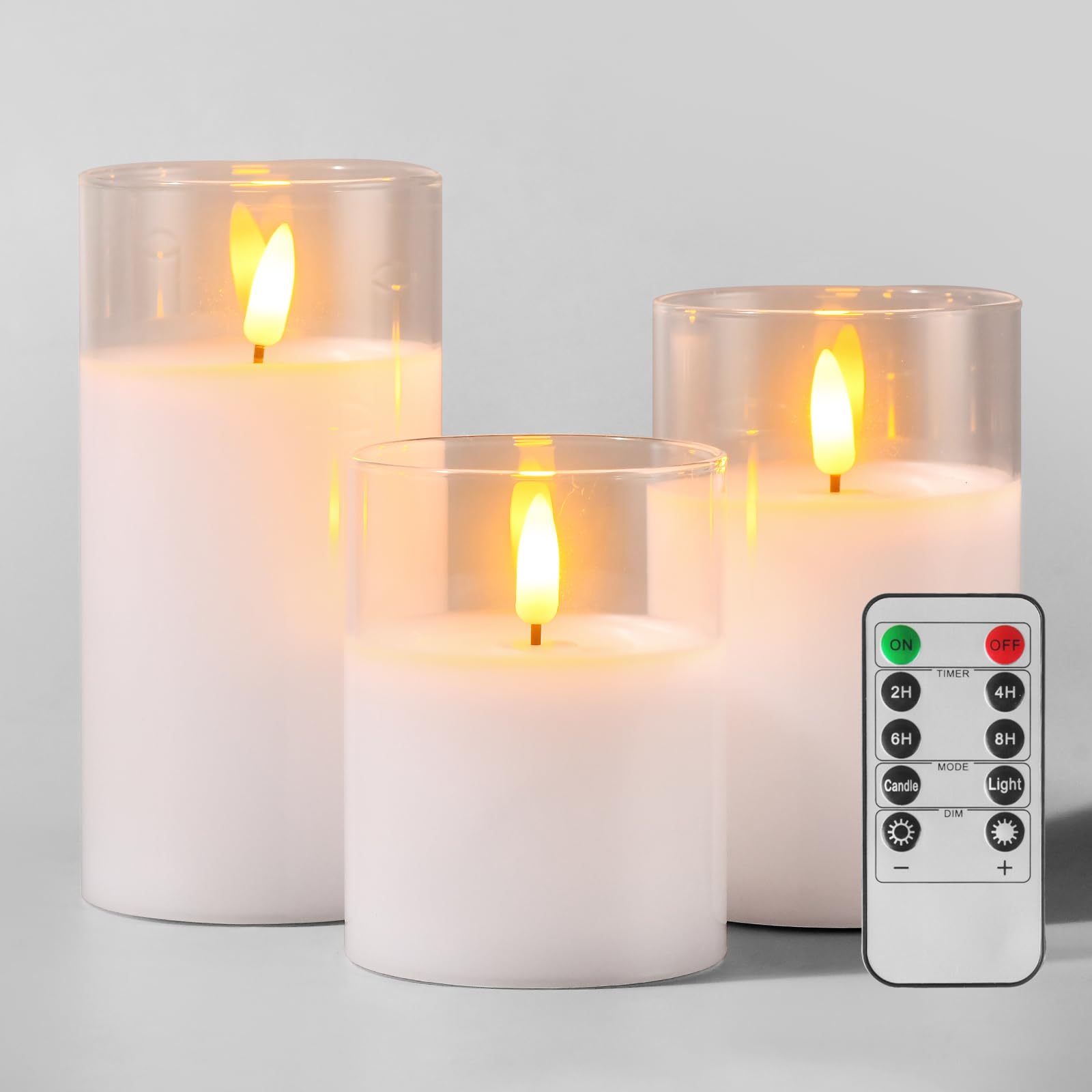 Tyawon glass LED candle 3x4 white for safe ambient light