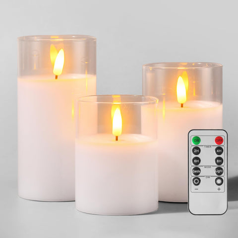 Tyawon glass LED candle 3x4 white for safe ambient light