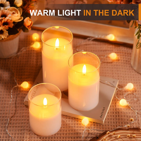 Tyawon glass LED candle 3x6 white creates cozy lighting