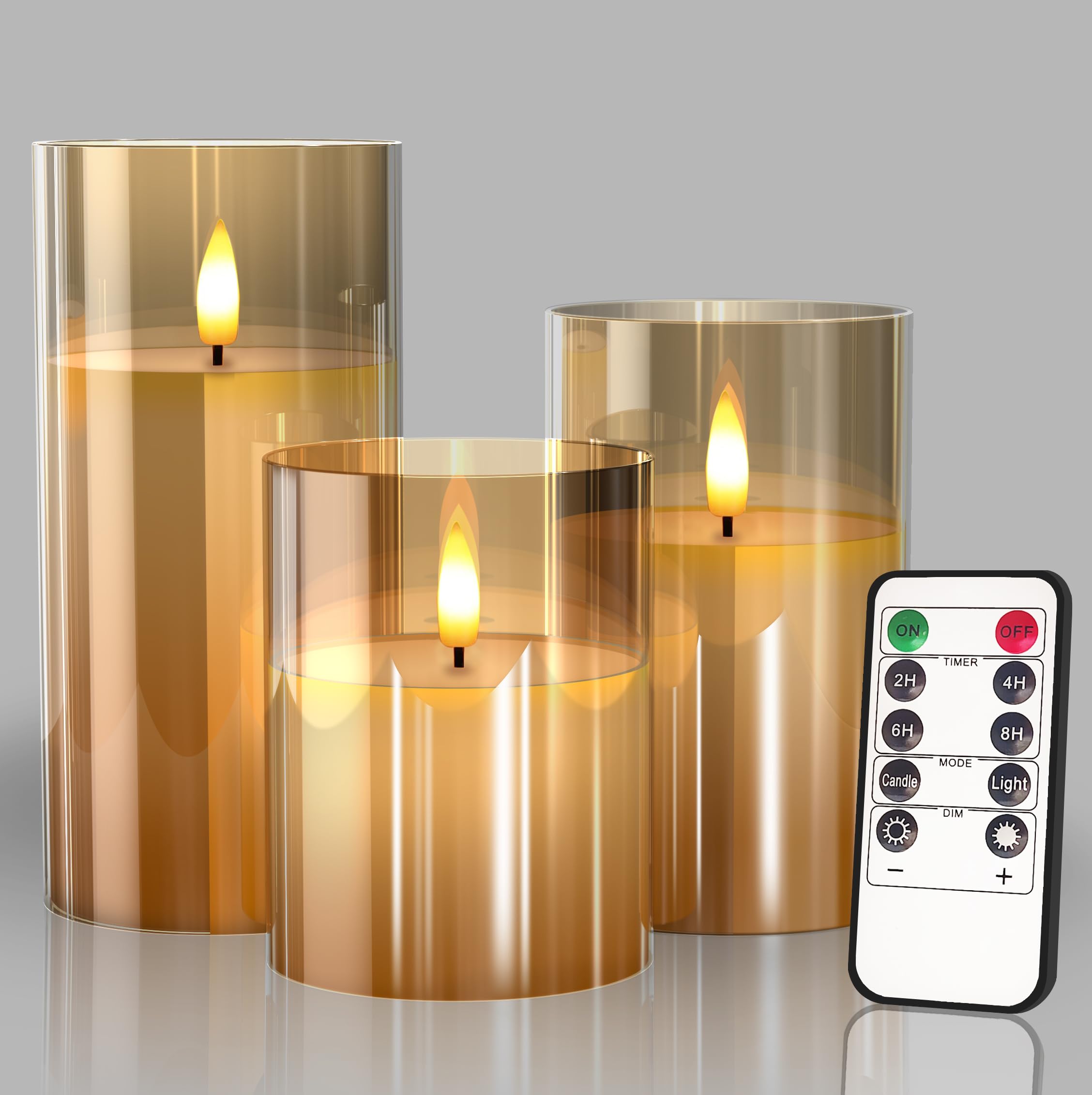Tyawon glass flameless candles pack 3 in gold add subtle warmth to any table setting