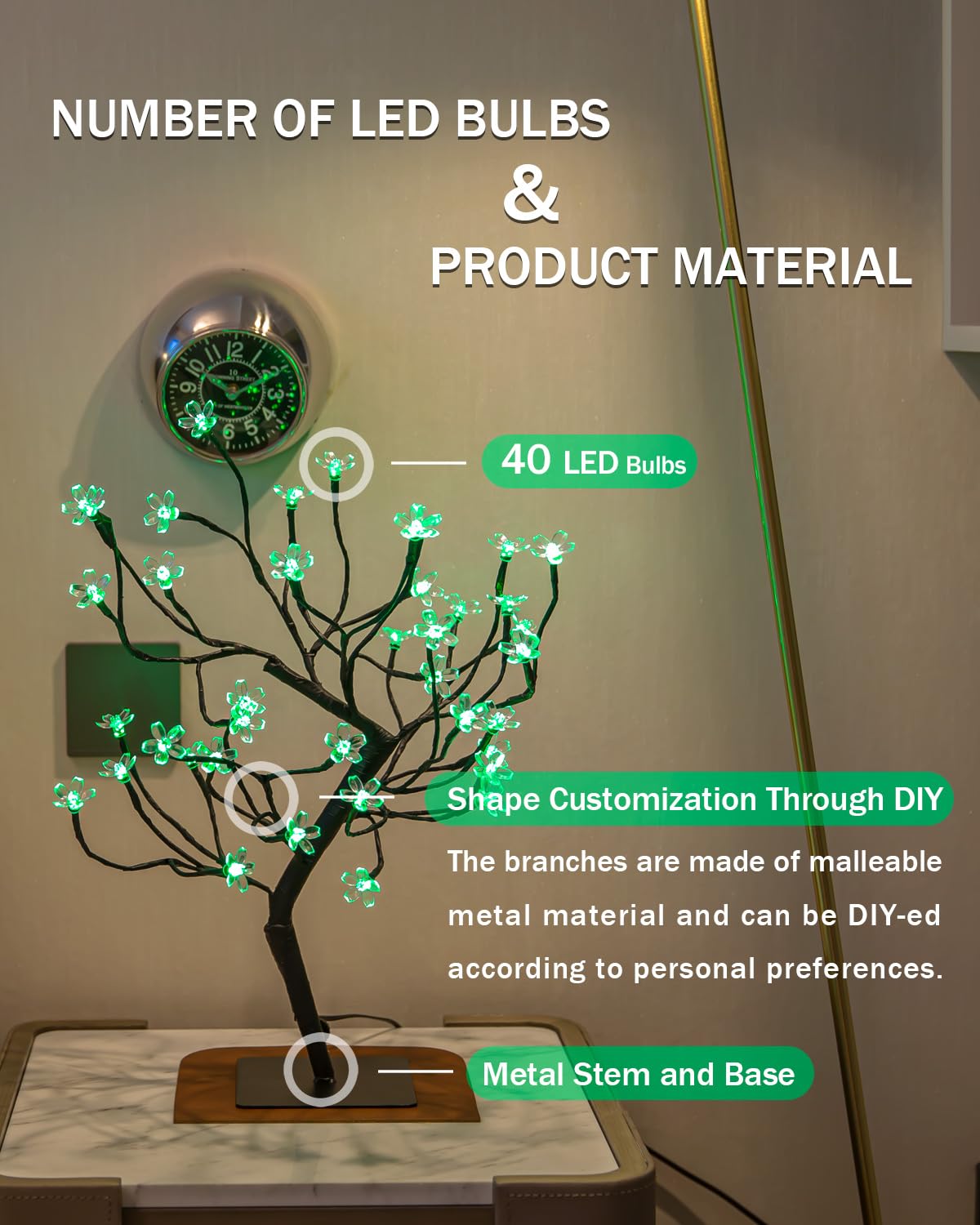 TYBEEU bendable branches allow creative shaping for festive or cozy setups.
