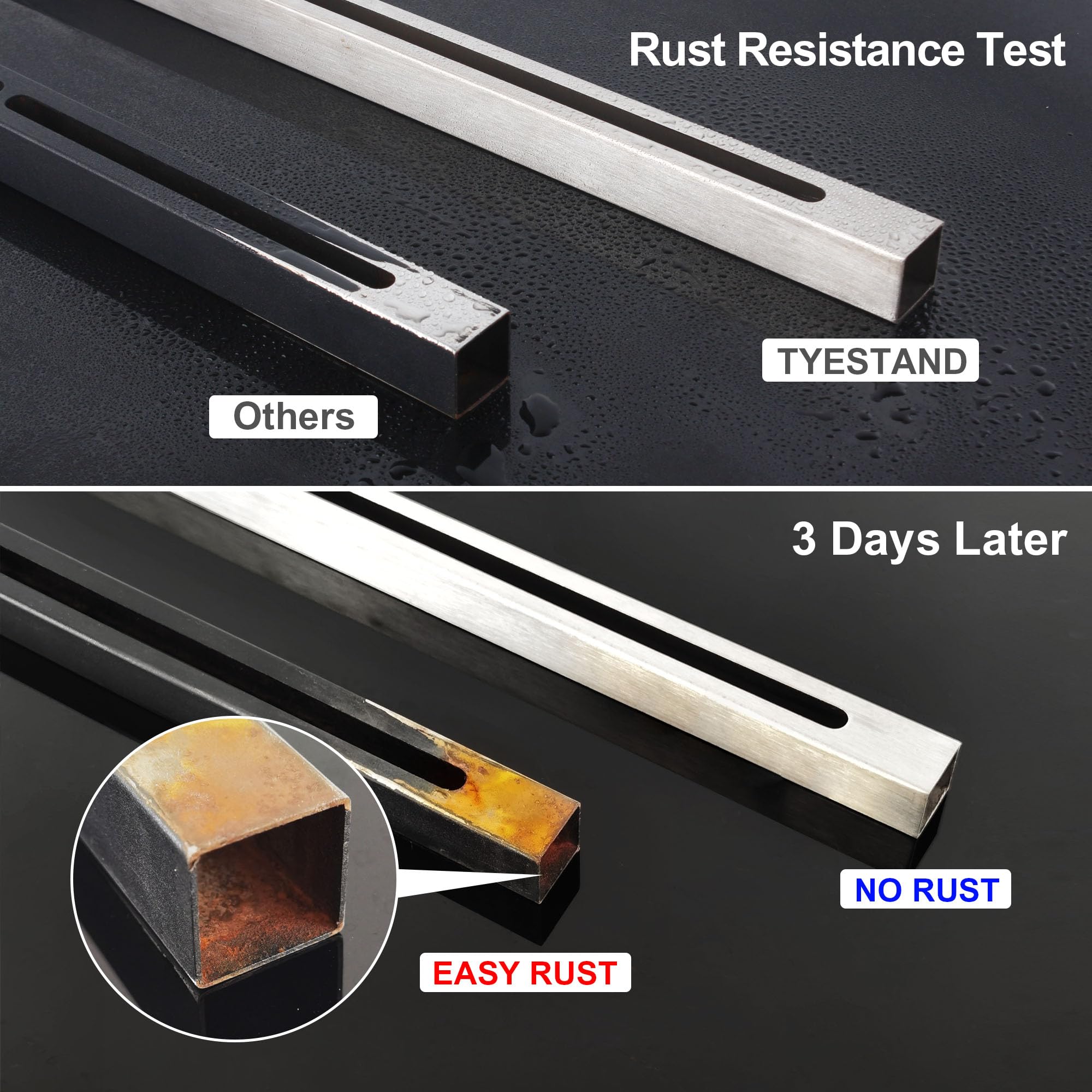 TYESTAND CPT-4 internal support bars strengthen undermount system rigidity.