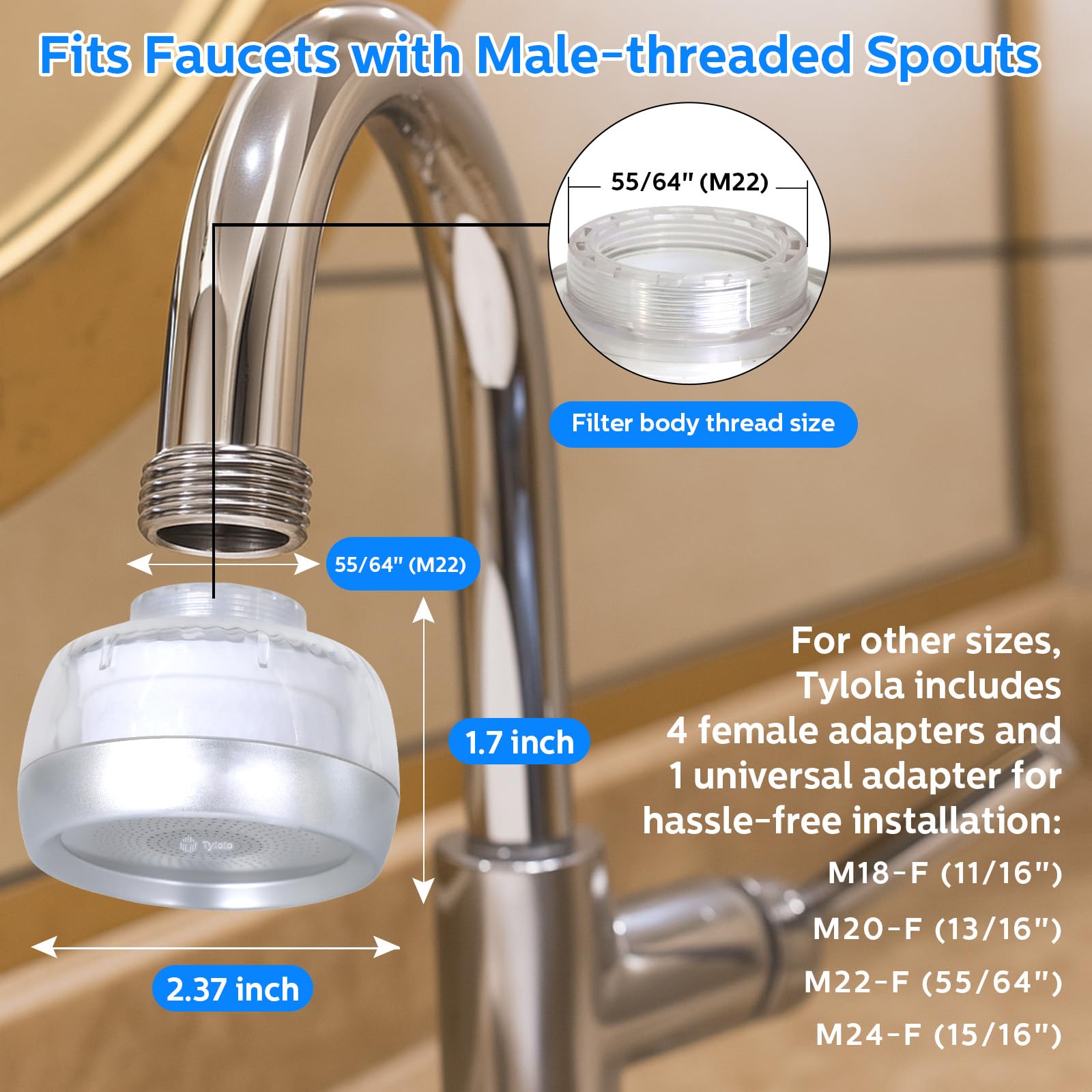 Tylola activated carbon media reduces odors and chlorine from tap water.