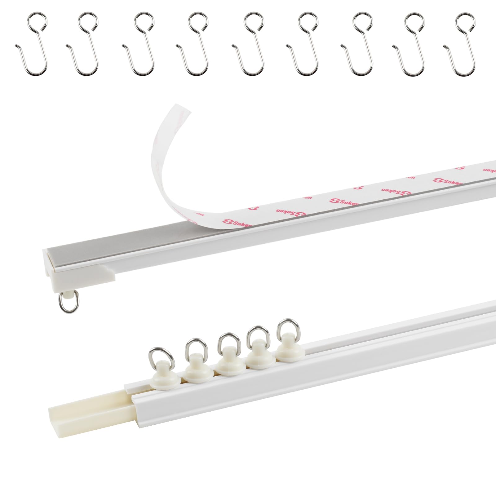 TYRON adhesive curtain track on ceiling showing damage-free installation
