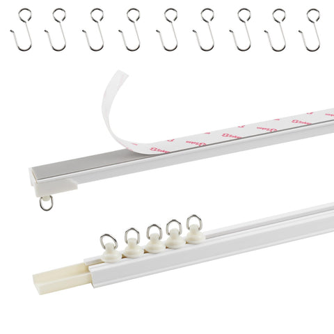 TYRON adhesive curtain track on ceiling showing damage-free installation