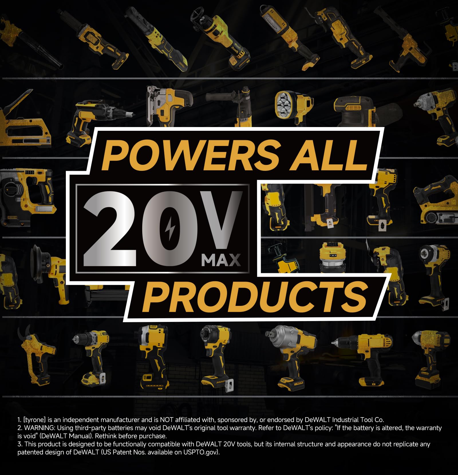 tyrone 20v max battery rugged design withstands tough jobsite days