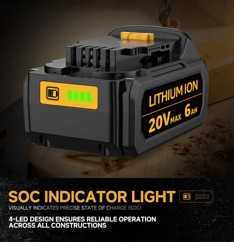 Tyrone 2-pack 20V Max battery rear view with 4-LED indicators.