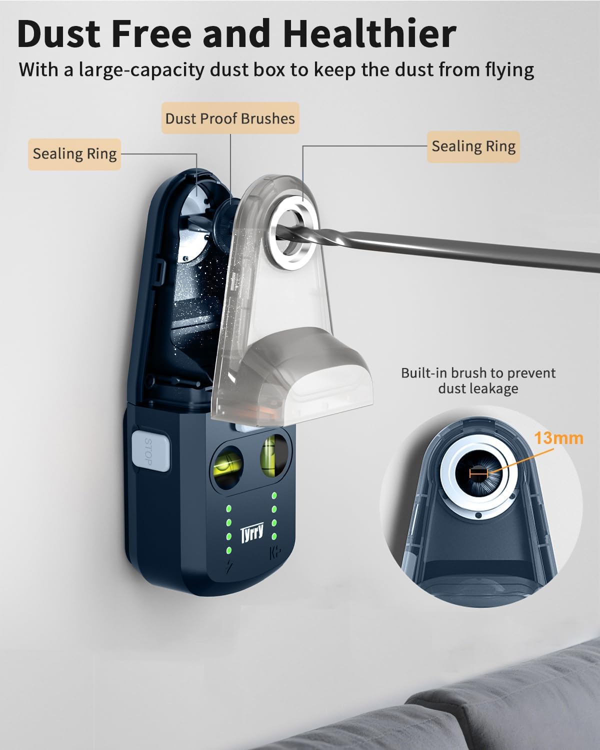 Tyrry electronic vacuum suction cup grips smooth or textured walls