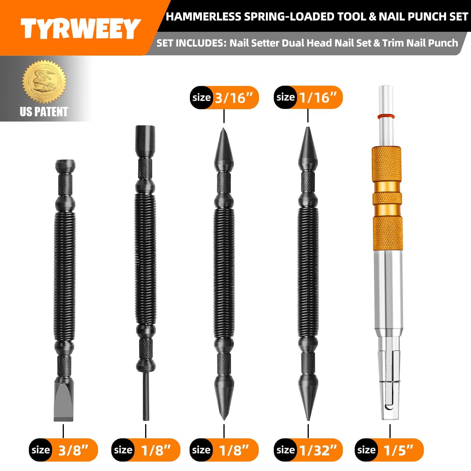 TYRWEEY dual-head center punch ready to create centered marks on wood or metal