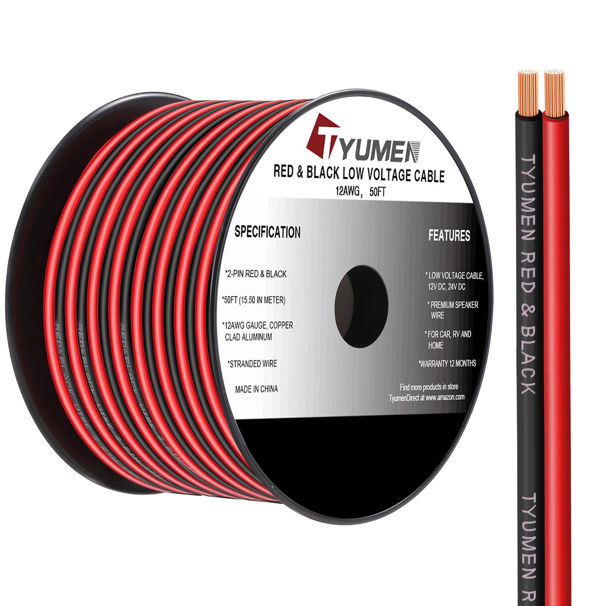 Tyumen 12 AWG wire on a sturdy spool for quick connections.