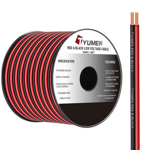 Tyumen 18 AWG 100ft spool for LED strip extensions.