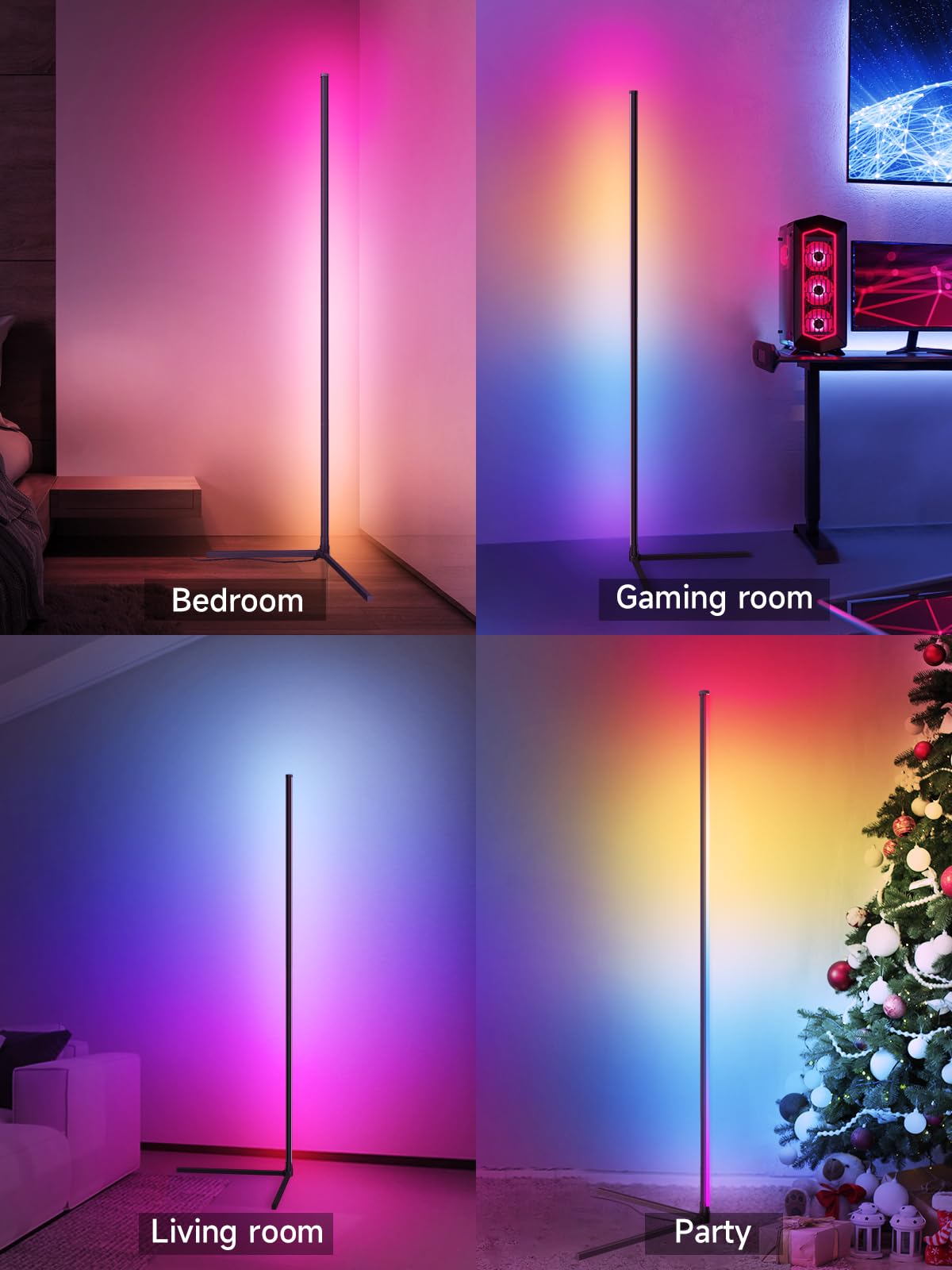 Tyute corner lamp complements living room setups with modern, elegant lighting.
