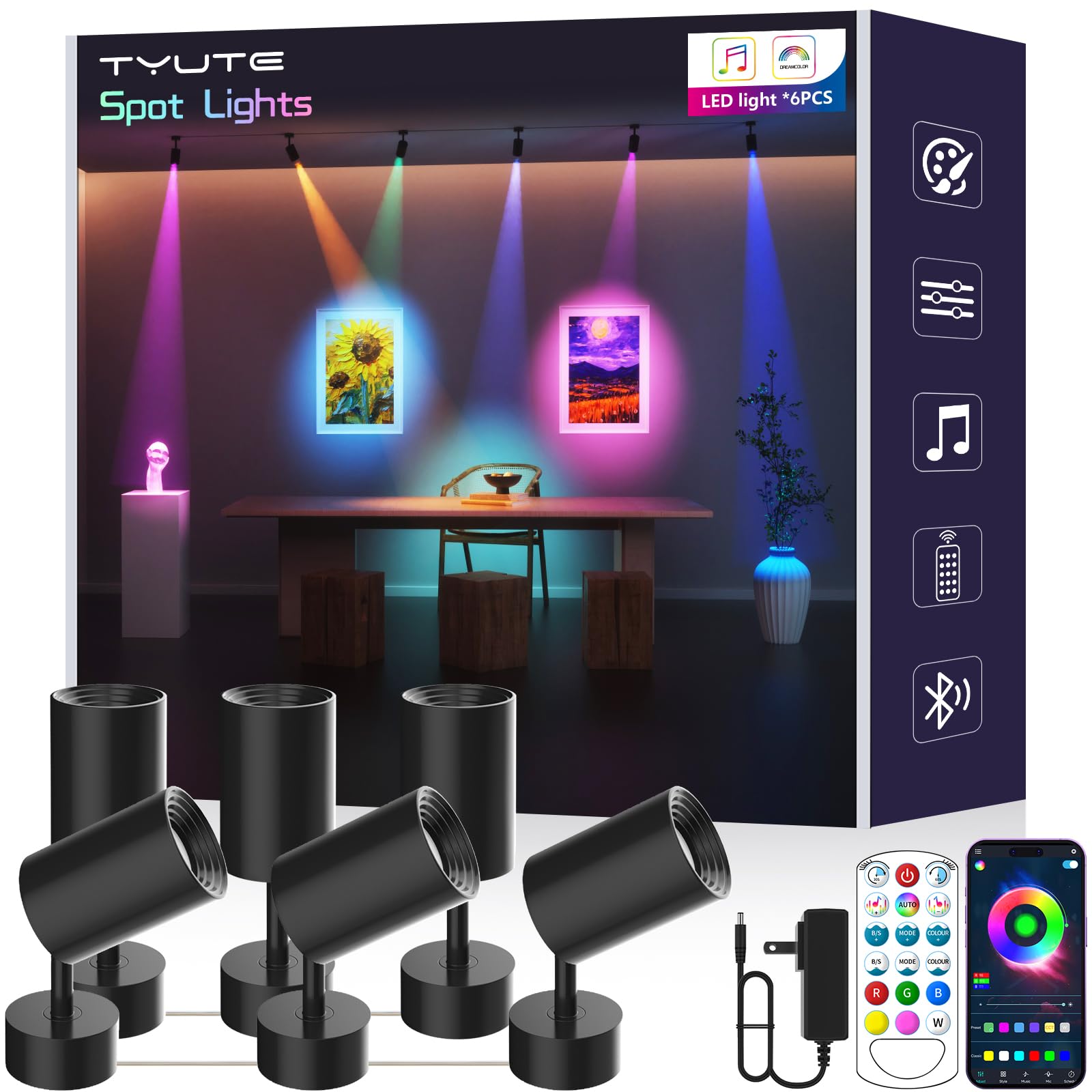Tyute RGB spotlight colors glow to create cozy evenings.