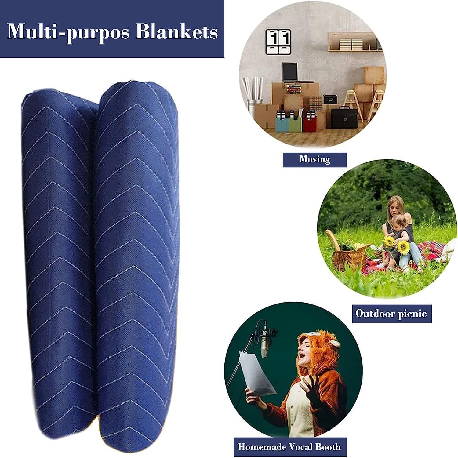 U HOMOVING blue moving blanket ready for professional or DIY relocation tasks.