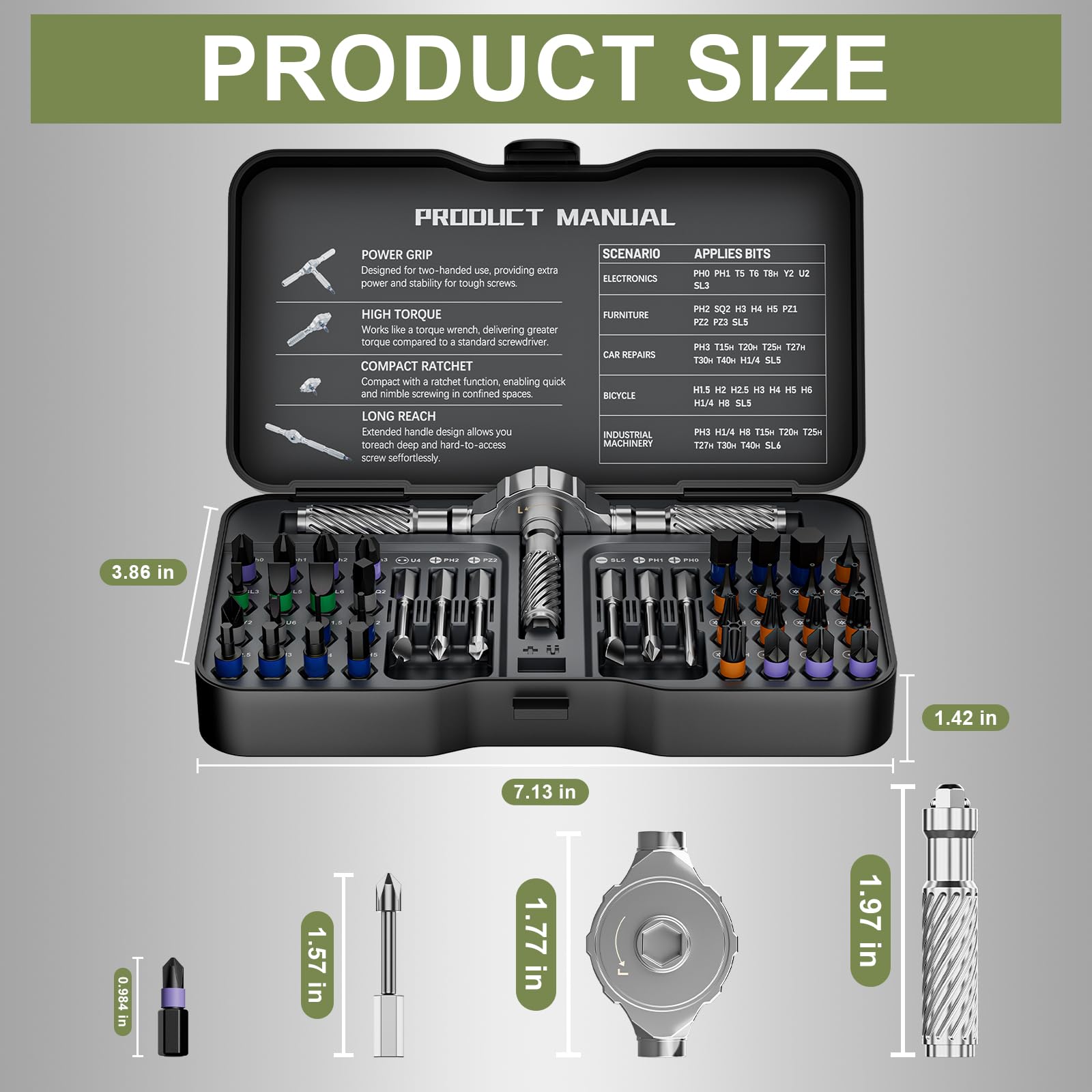 UAGUBSH durable S2 steel bits with color coding for fast identification and longevity.