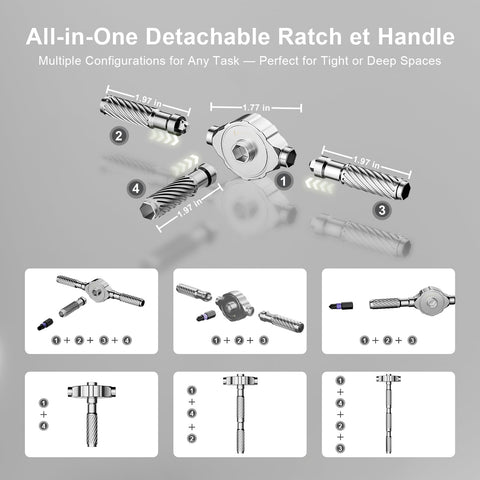 UAGUBSH ratcheting screwdriver handle options enable versatile grip in tight spaces.
