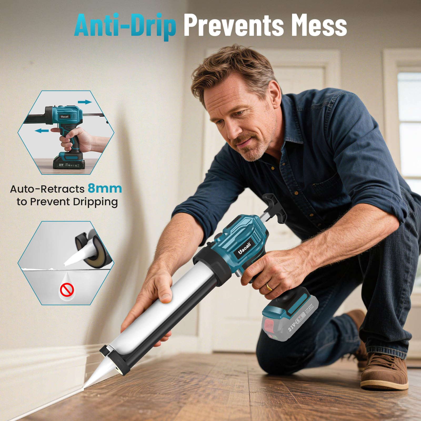 Uaoaii caulk gun suitable for kitchens, showers, and tiles.