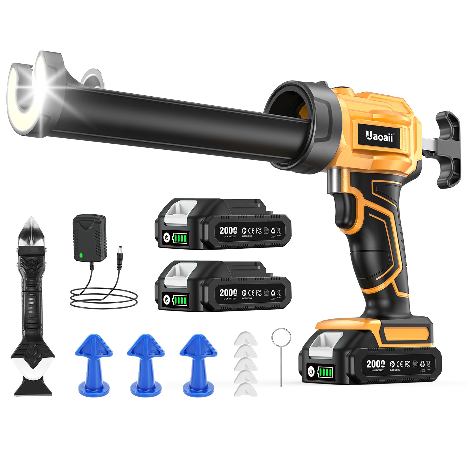 Uaoaii electric caulk gun with dual batteries for long sealing sessions