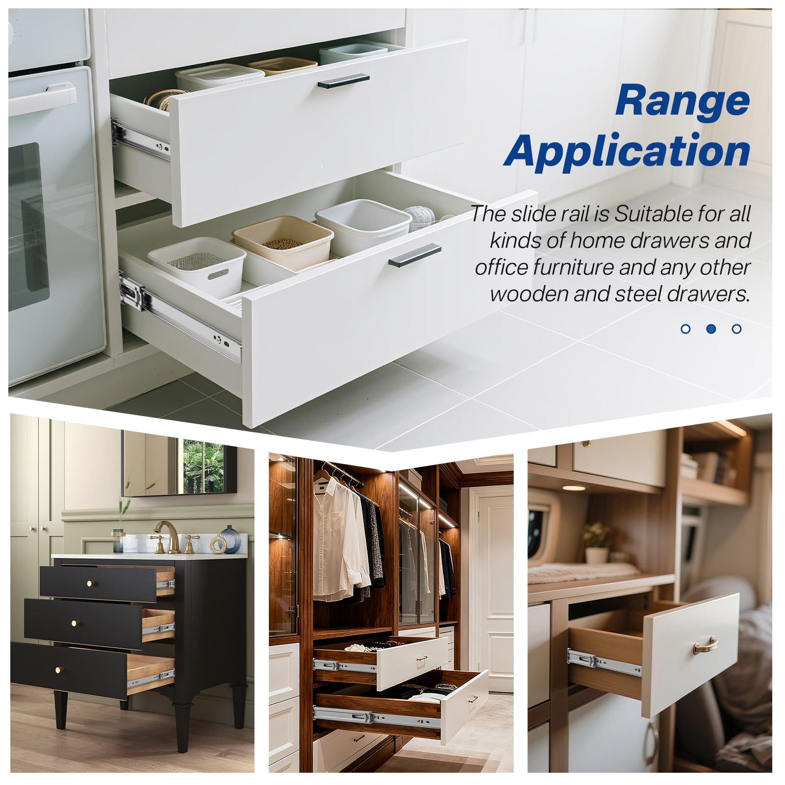 Ubisin 100 lb capacity rails support heavy drawers in diverse spaces