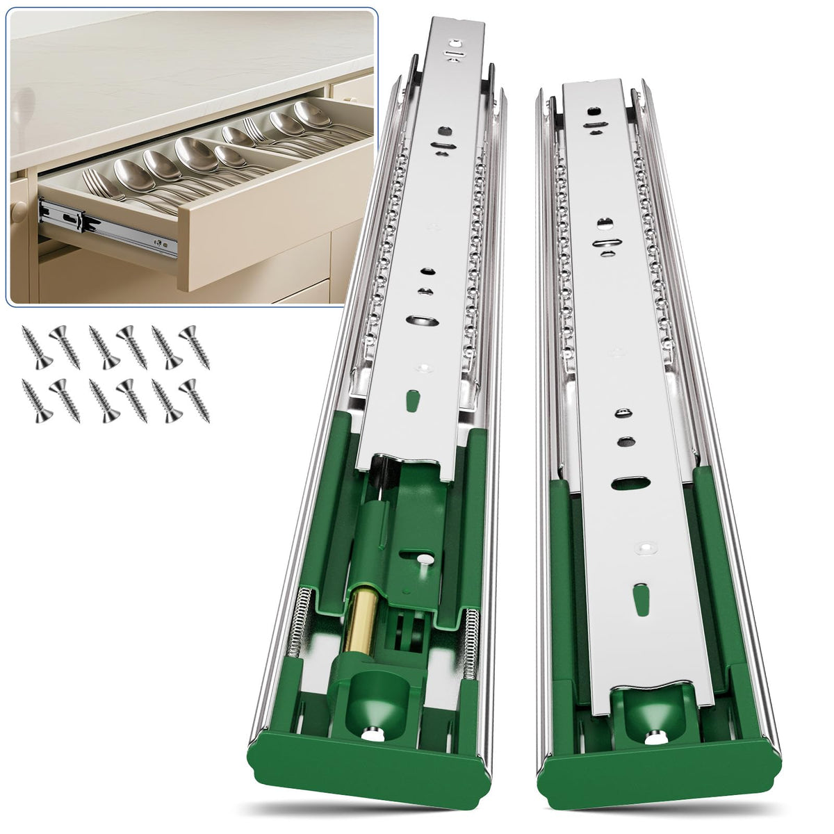 Ubisin 6-pair soft-close drawer slides 20-inch deliver quiet, smooth kitchen and office drawers