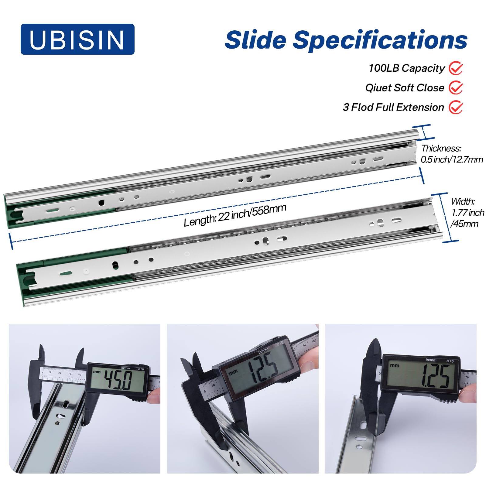 Ubisin full-extension rails enable access to rear cabinet items