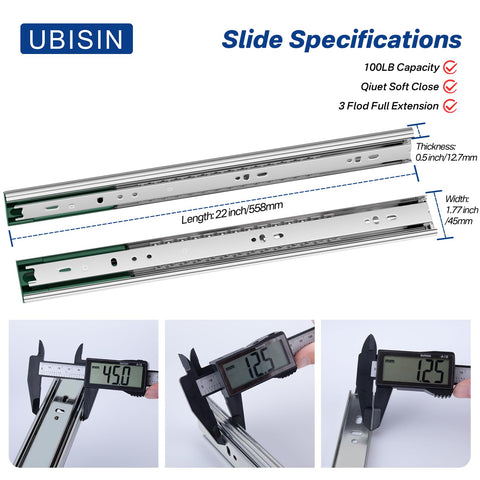 Ubisin full-extension rails enable access to rear cabinet items