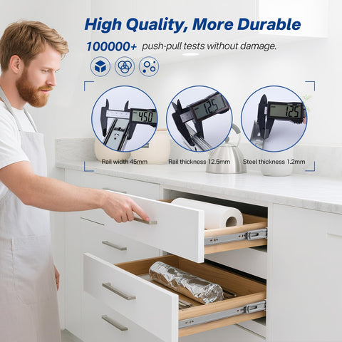 Ubisin heavy-duty ball-bearing rails with side-mount design for sturdy, long-lasting use