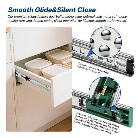 Ubisin heavy-duty ball-bearing rails ensure durable, quiet drawer movement