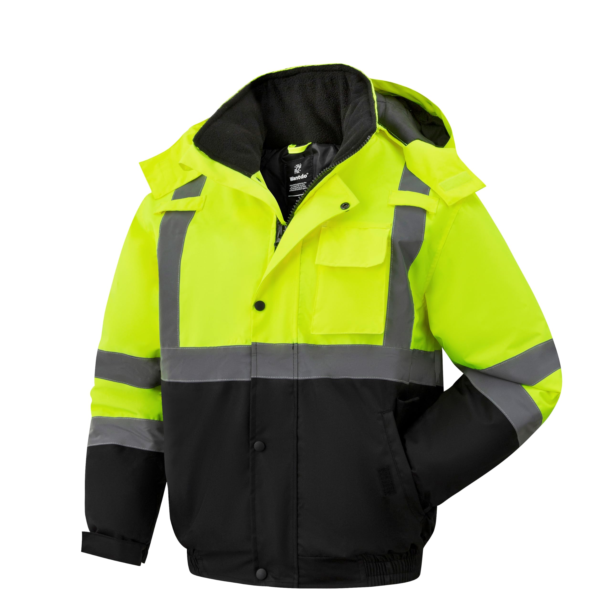 Ubon high-visibility lime jacket for nighttime visibility and warmth.