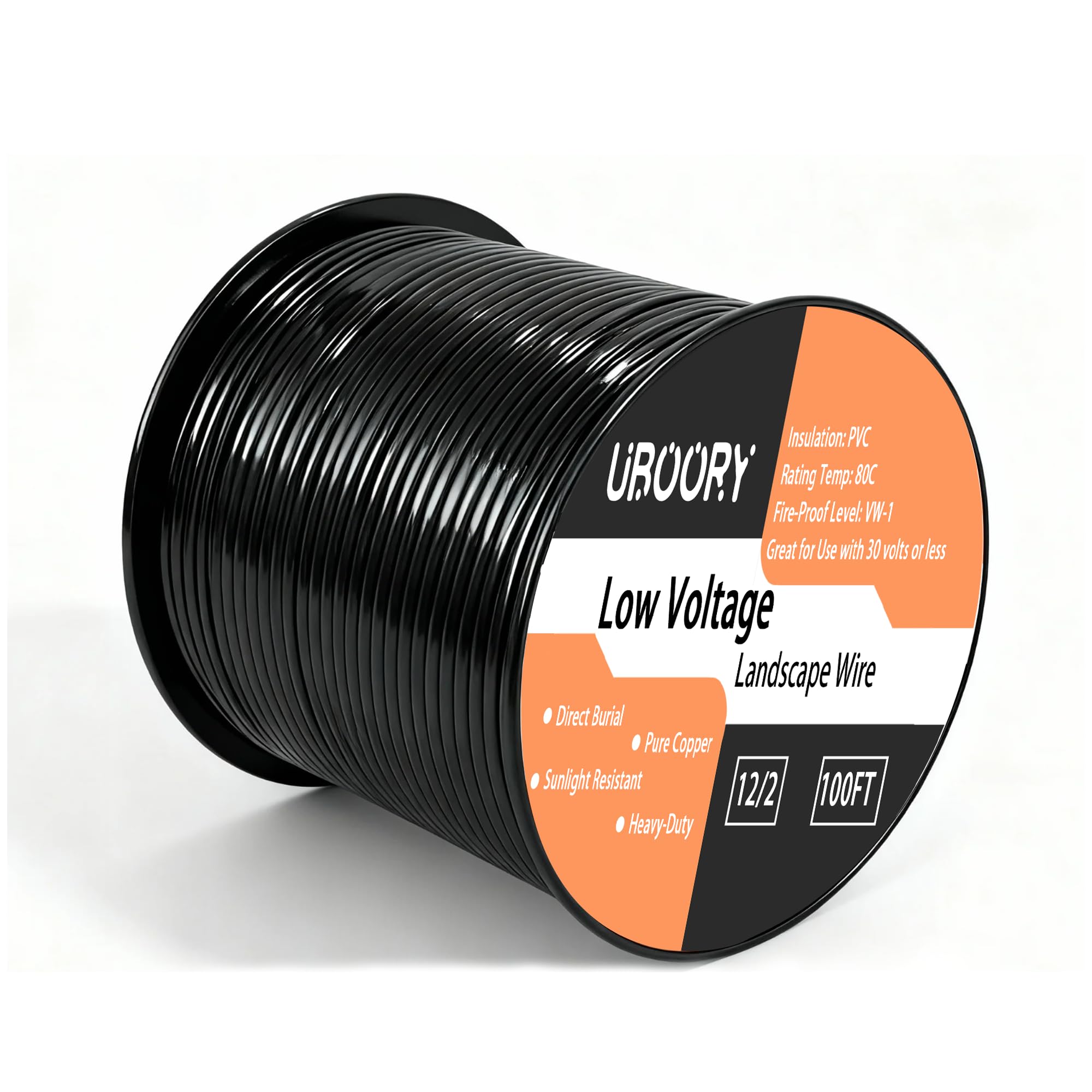 UBOORY 12-gauge two-conductor wire spool for outdoor lighting installations