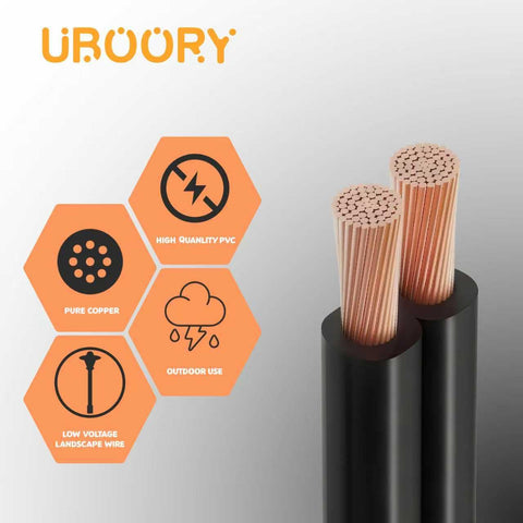 UBOORY 16/2 low voltage wire suitable for direct burial in durable outdoor runs.