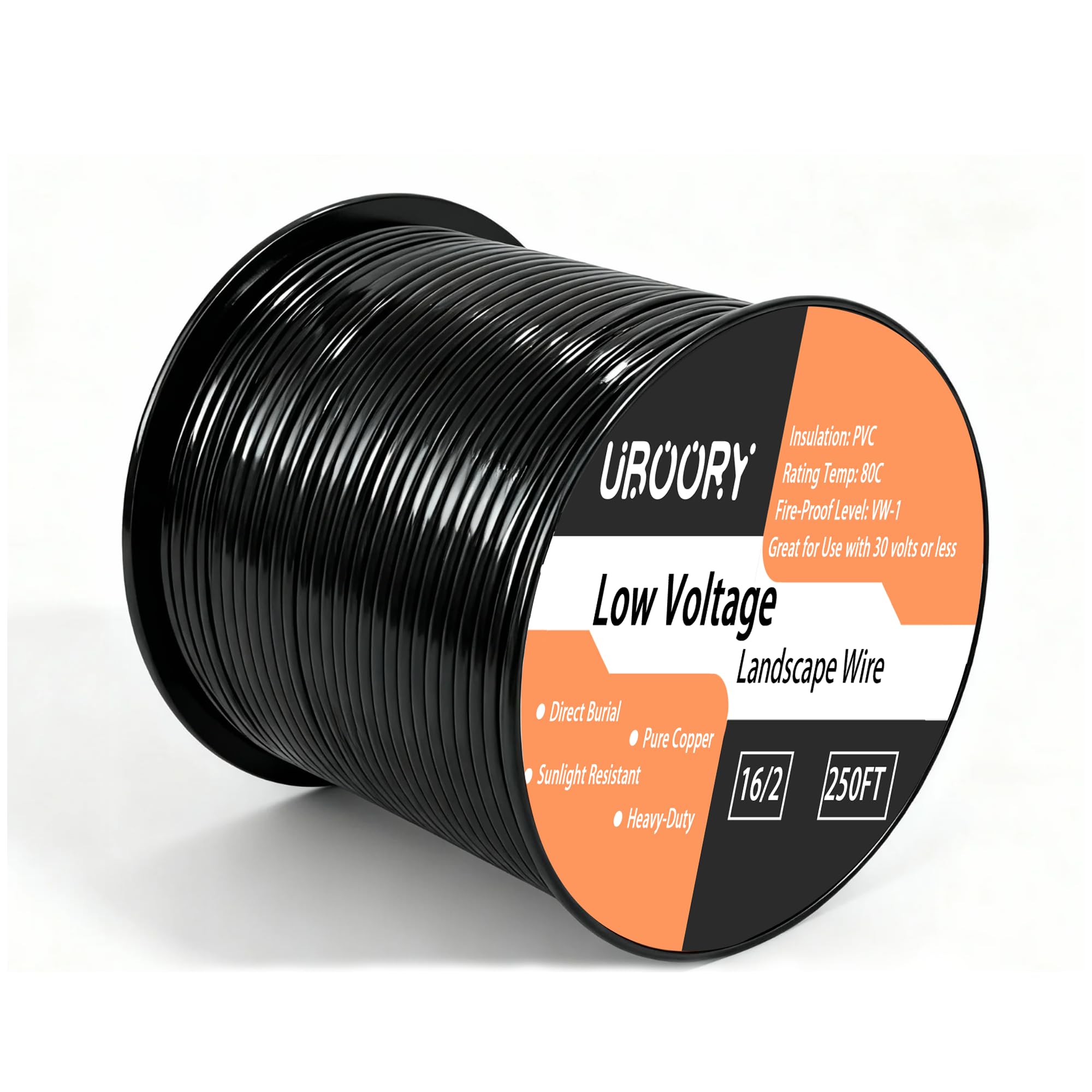 UBOORY 16/2 low voltage wire spool for easy outdoor installation.