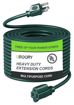 UBOORY 100 ft outdoor extension cord spooled for long-range lawn power.