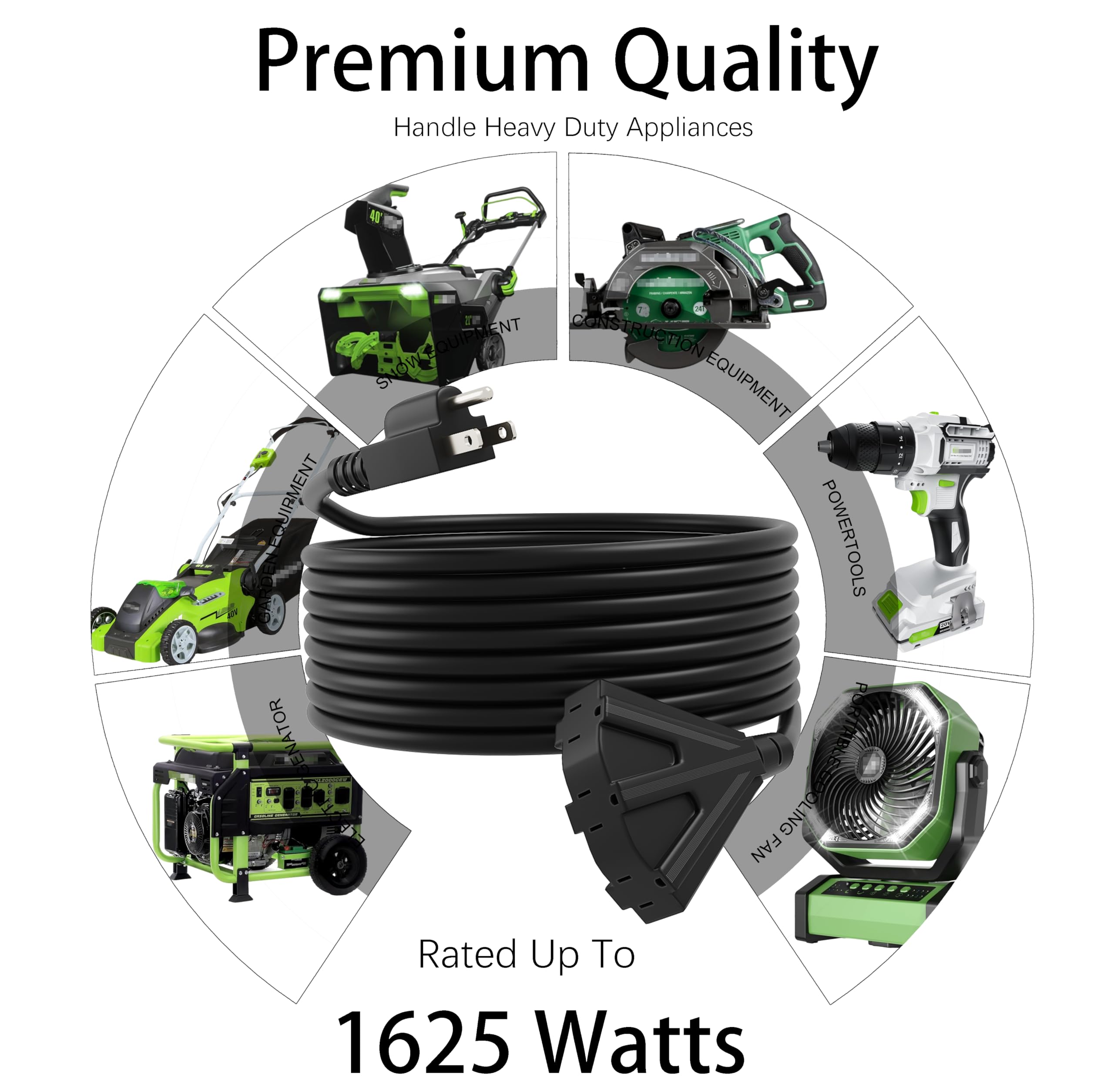 UBOORY weatherproof heavy-duty cord designed for outdoor conditions.