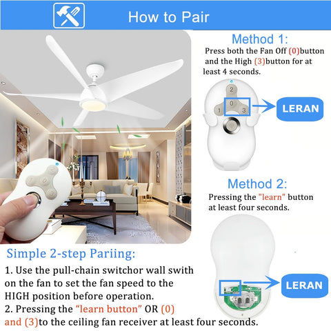 UBORSY learning key sync eases pairing with your ceiling fan.
