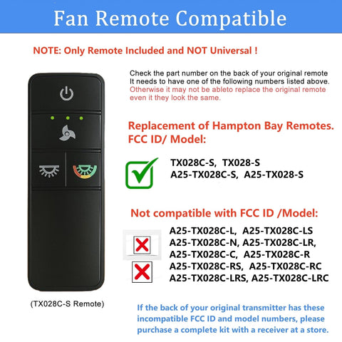 UBORSY TX028C-S remote back view showing DIP switch labels for pairing
