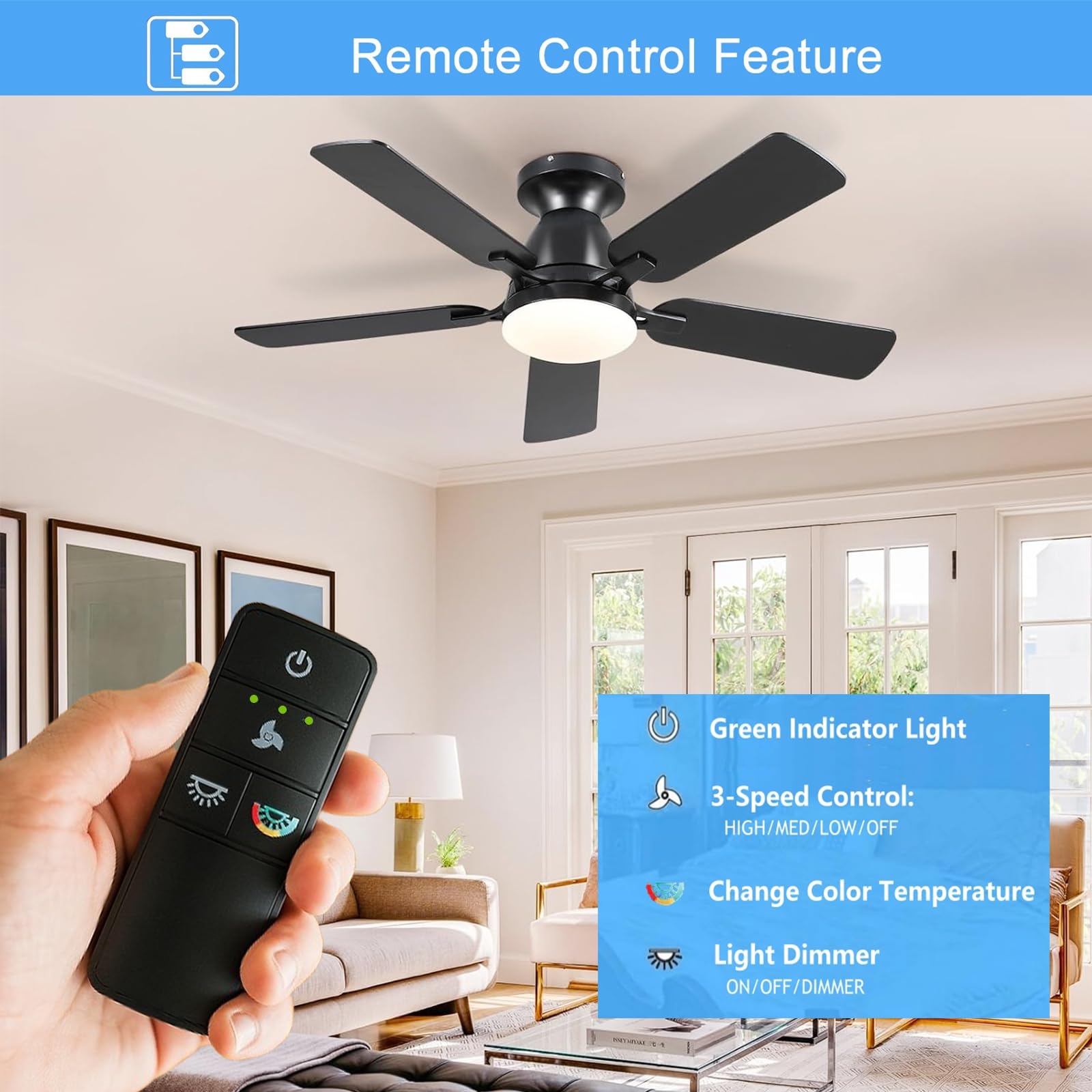UBORSY remote wall mount holder for convenient ceiling fan control