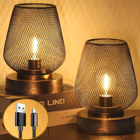 UBright two-pack rechargeable table lamps cordless on a side table, ideal for nightstands.