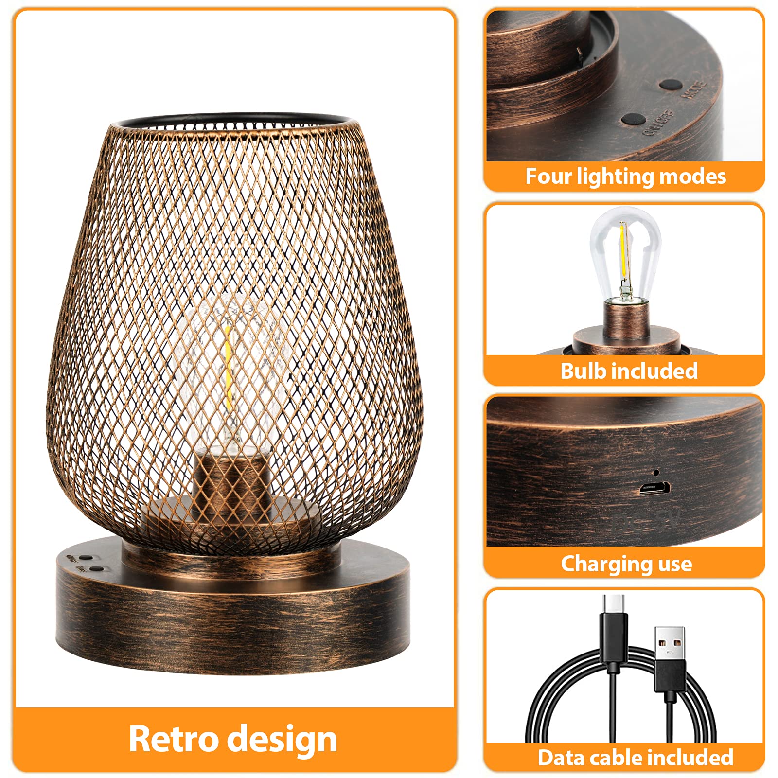 UBright bronze cage lamp showcasing vintage-inspired design for indoor decor.