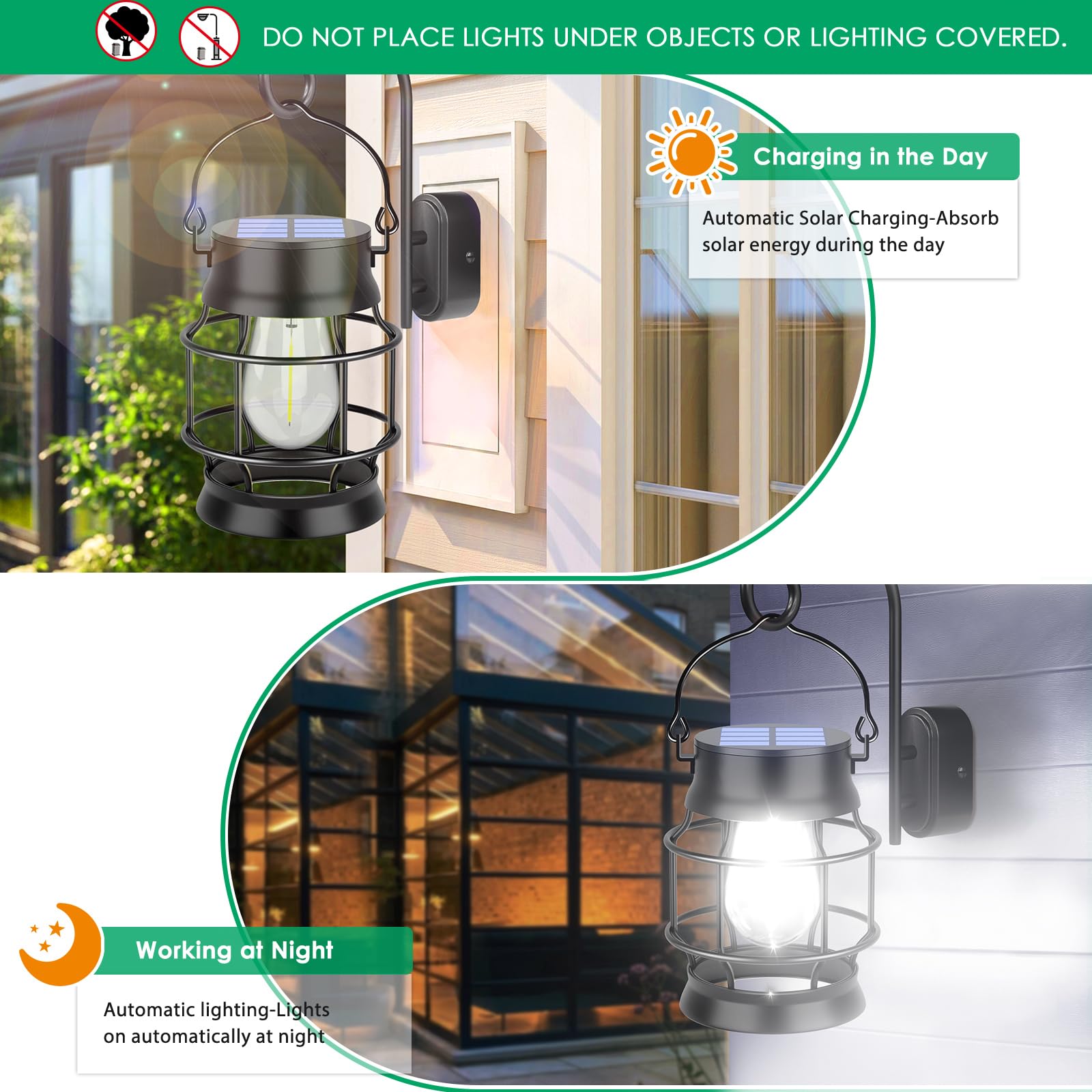 UBright metal housing lantern withstands weather while maintaining glow.