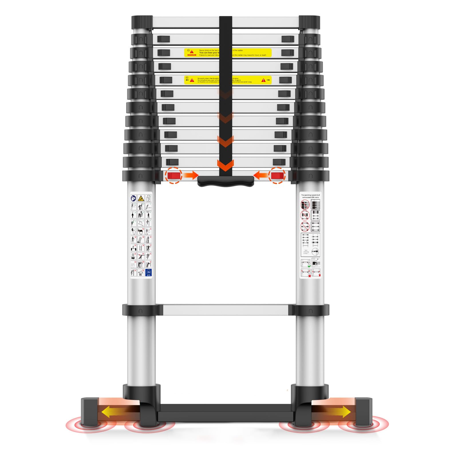 UC UP CLIMBER 12.5ft telescoping ladder extended for rooftop access and repairs.