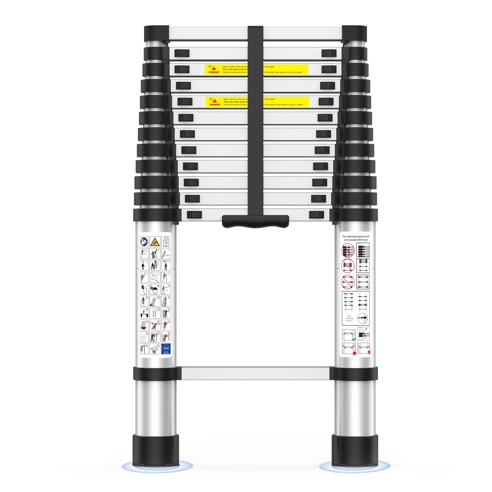 UC UP CLIMBER telescoping ladder with all-aluminum construction for durable use