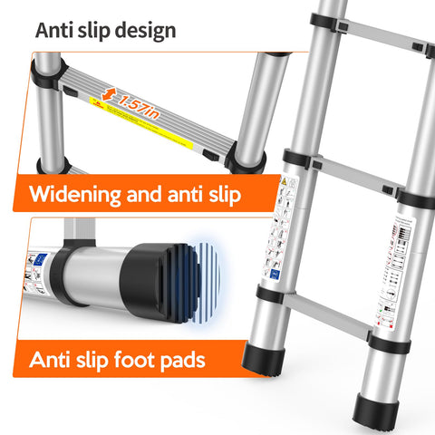 UC UP CLIMBER telescoping ladder fully extended to 12.5 ft for high-reach tasks