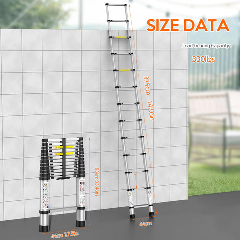 UC UP CLIMBER telescoping ladder retracted compact form for easy storage