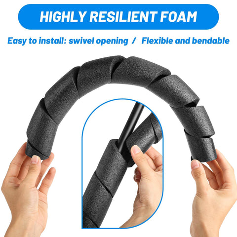 UCandy black foam pipe cover prevents slipping on pool handrails.