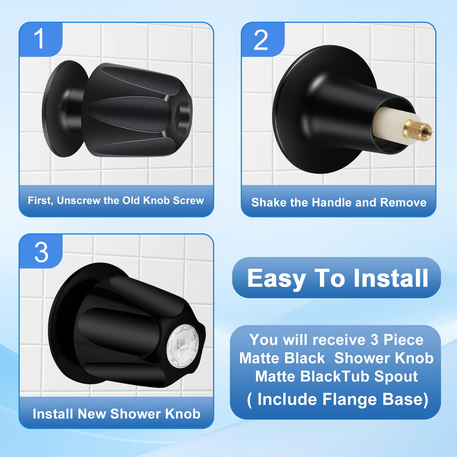 UCDEDT cold shower knob in matte black for smooth operation.